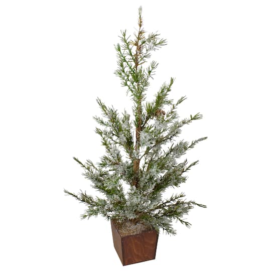 28" Unlit Frosted Pine Potted Artificial Christmas Tree By Northlight in Green | Michaels®